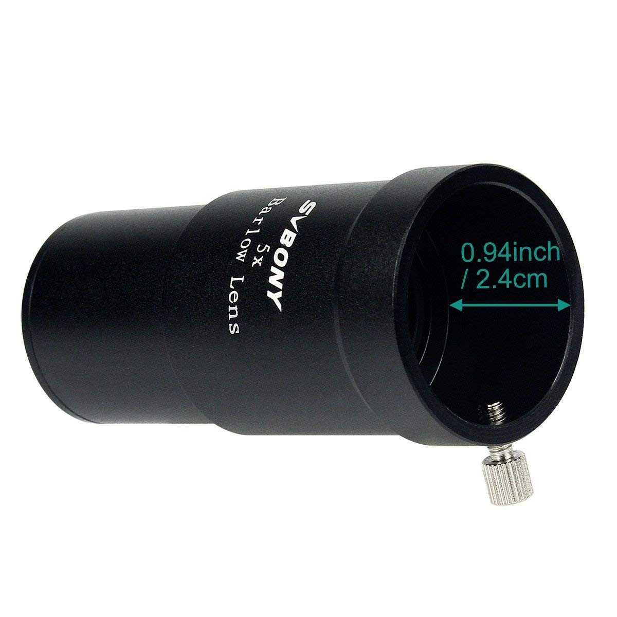 Svbony Telescope Barlow Lens, 1.25 Inch Telescope Accessory, Fully Multi Coated Broadband Green Film Barlow Lens 5X For Telescope Eyepiece